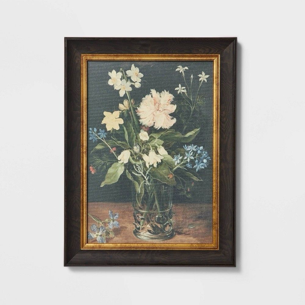 12" x 16" Floral Cotton Canvas Framed Wall Art - Threshold Studio McGee NEW